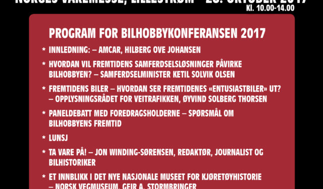 Bli med på Bilhobbykonferansen! BilhobbykonferansenProgramInvitasjon.indd
